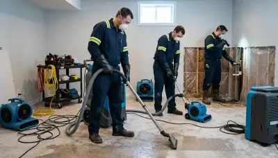 Odessa, TX water-damage crew cleaning up burst pipe water damage in a home