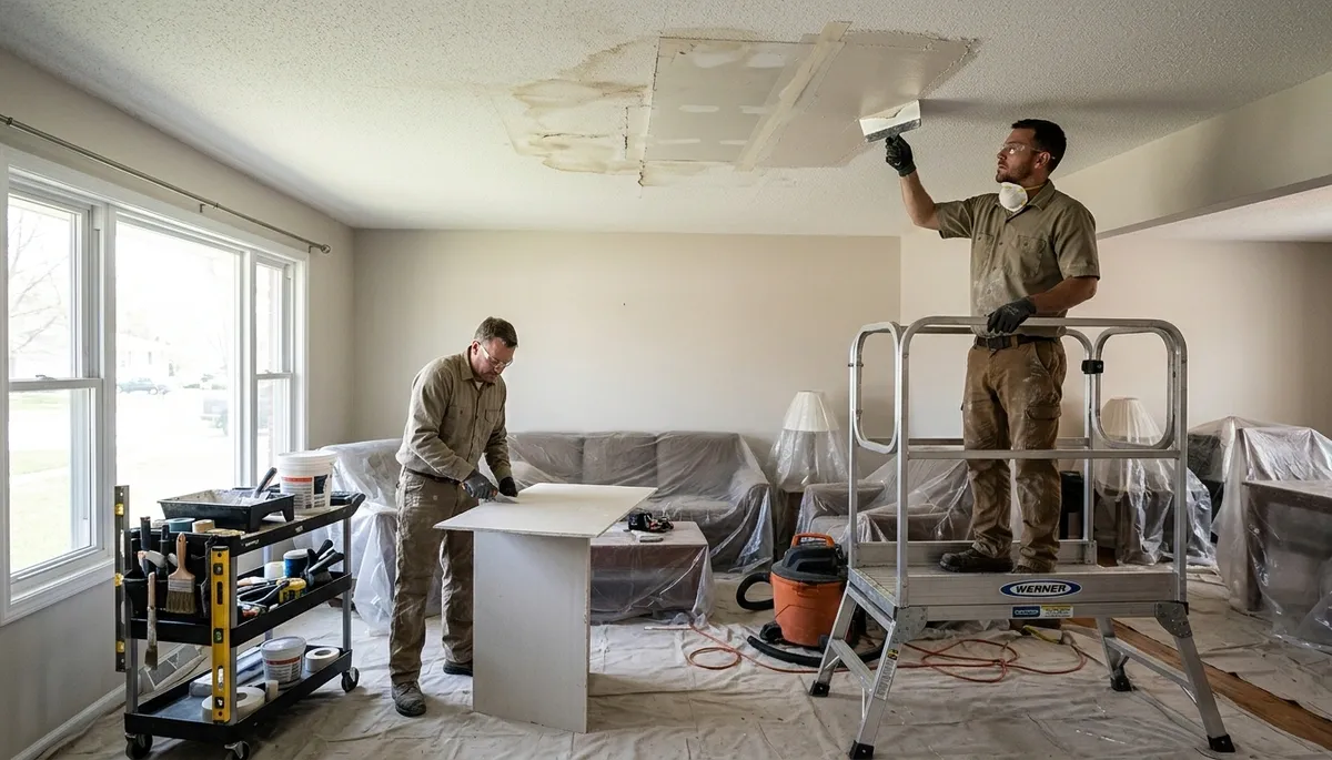 Ceiling water damage repair in Odessa, TX for stained, sagging home ceilings