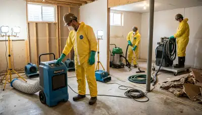 Flood damage cleanup crew in Odessa, TX restoring a water-damaged home after storm runoff