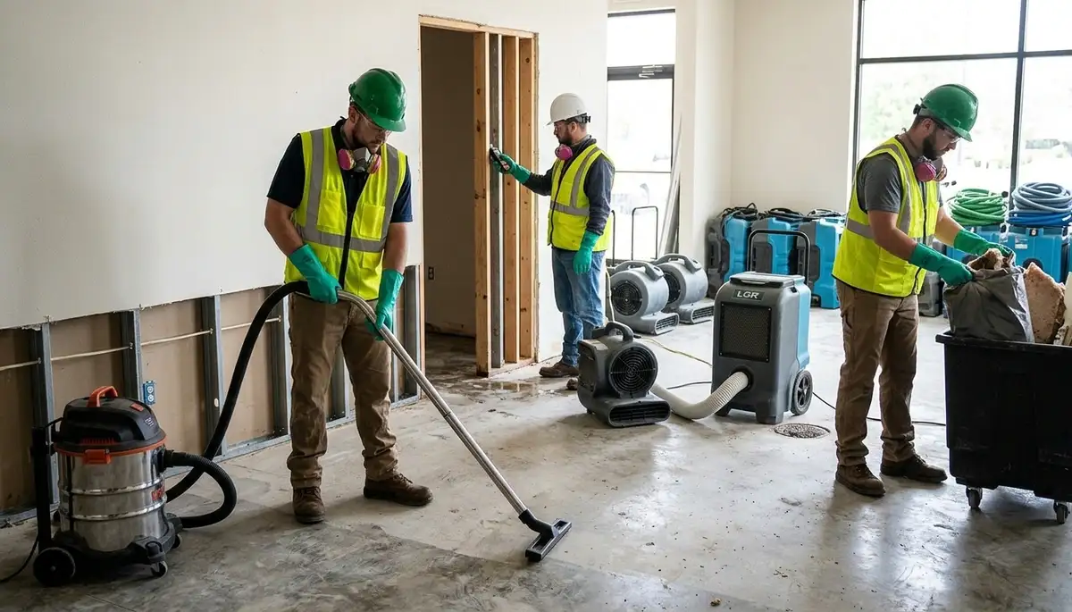 Water damage technicians providing flood cleanup for homes in Odessa, TX