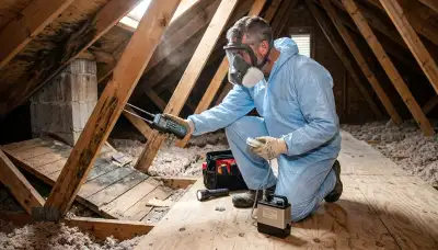 Mold inspection technician in Odessa, TX checking hidden moisture in a home