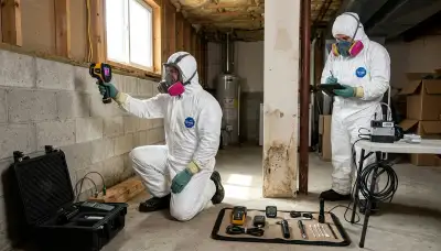 Mold inspection technician in Odessa, TX checking hidden moisture in a home
