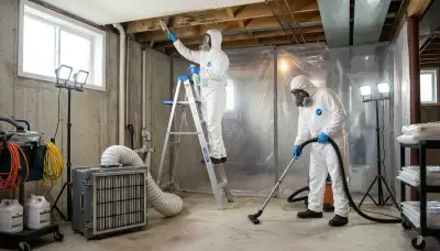 Odessa, TX water damage team inspecting mold removal and moisture damage in a home