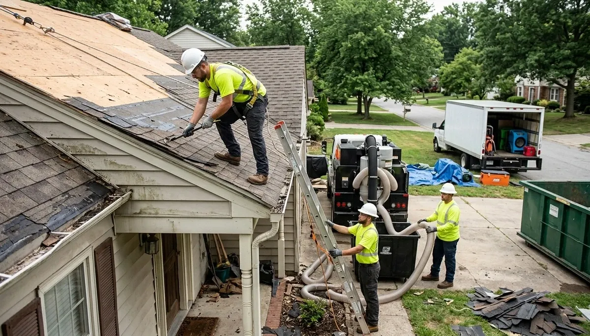 Storm damage restoration team serving Odessa, TX homes after wind, hail, and flash flooding