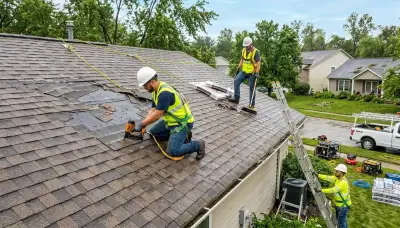Storm damage restoration crew serving homes in Odessa, TX after wind, hail, and flood damage