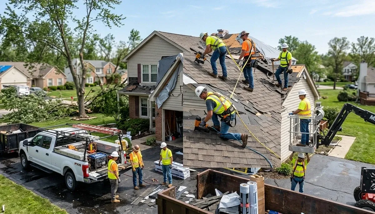 Storm damage restoration team serving homes in Odessa, TX after wind, hail, and flash flooding
