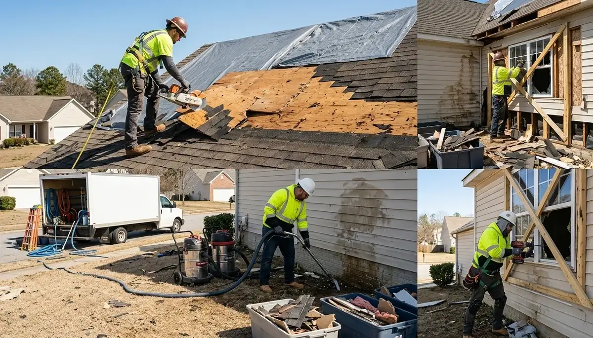 Storm damage restoration for Odessa, TX homes after wind-driven rain, hail, and flash flooding