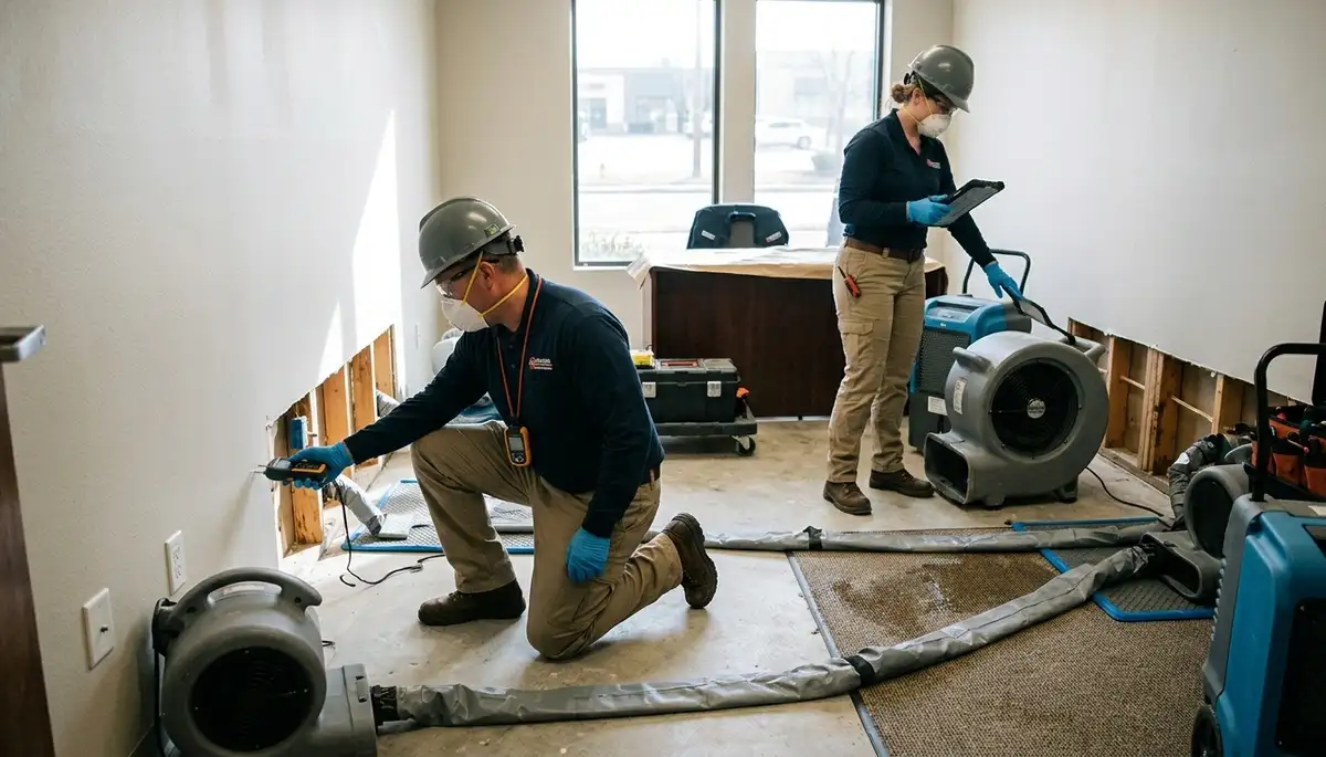 Structural drying equipment removing moisture in Odessa, TX water-damage restoration service