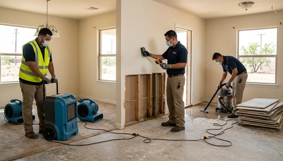 Odessa, TX water damage restoration team responding to a home emergency