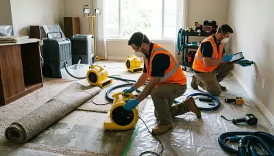 Water damage restoration team in Odessa, TX drying and repairing a flooded home